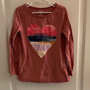 Carter's Long Sleeve Shirt with Multicolor Heart - Red